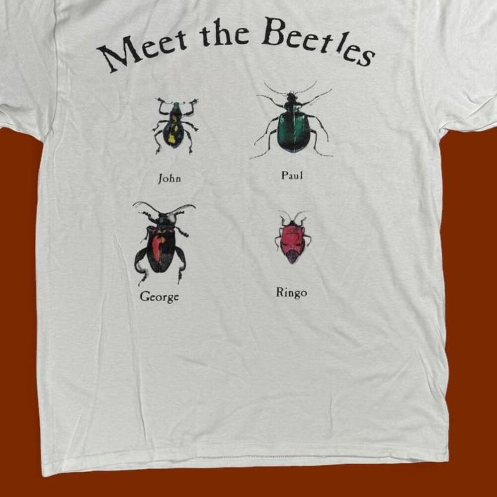 White Cotton Beatles T Shirt With Meet The Beatles Design